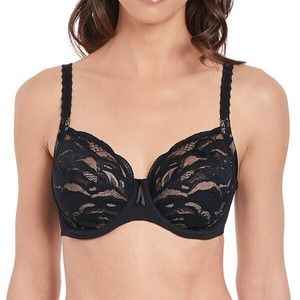 Wacoal Top Tier Underwired Bra 855223 Black beige lace Full Coverage 36C